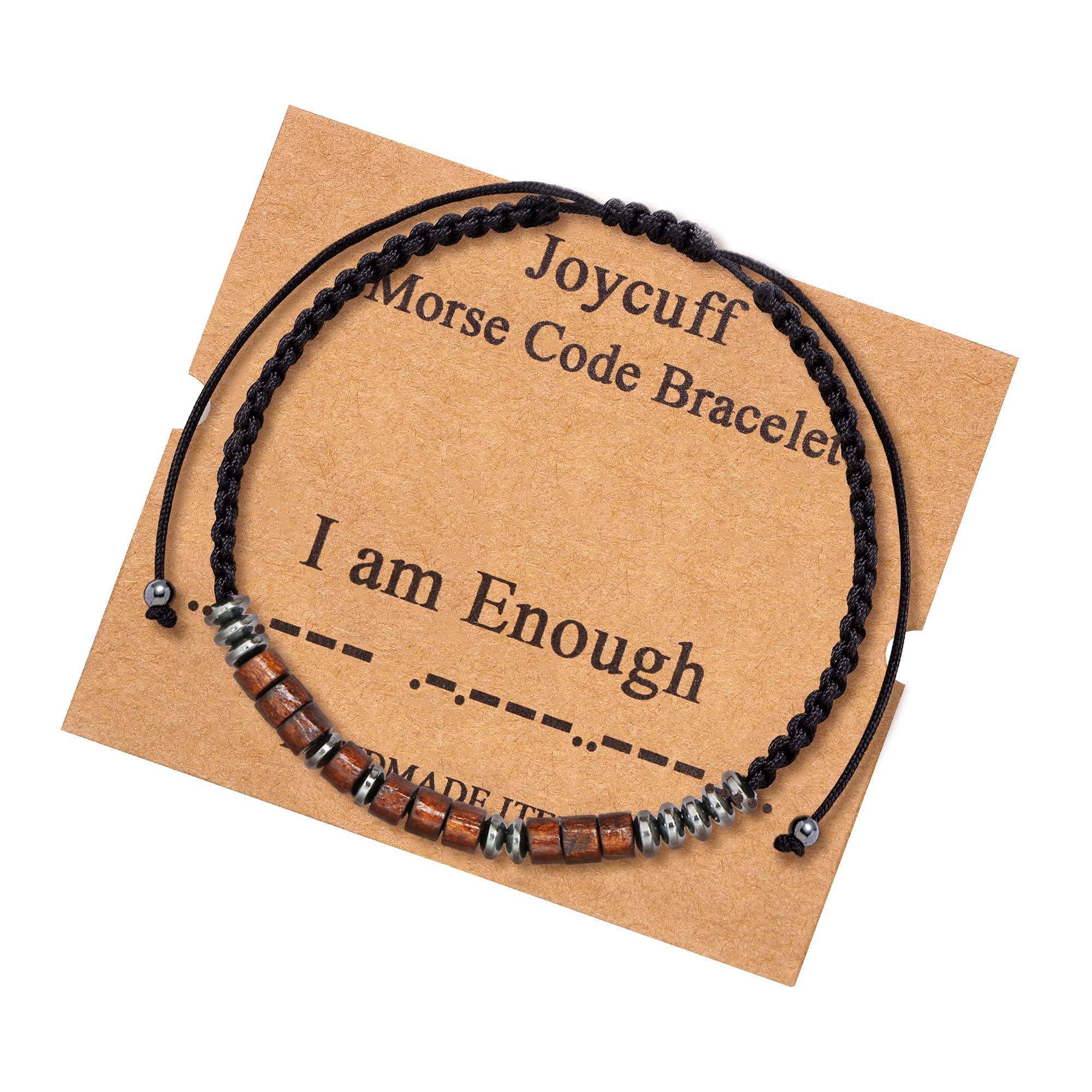 JoycuFFInspirational Morse Code Bracelets for Men Women Mothers Day Birthday Christmas Gifts for Mom Mother Father Daughter Aunt Grandmother Jewelry Cord Wrap Memorial Graduation Bracelets