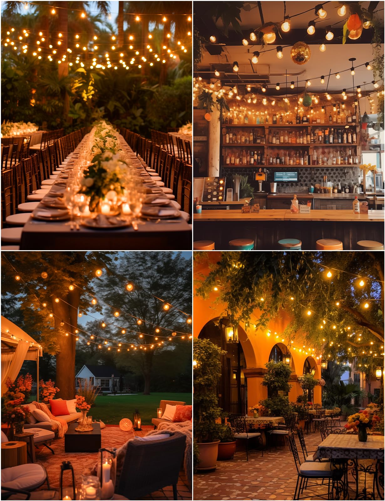 ZOTOYI Lichterkette Außen Glühbirnen 60M, IP65 Wasserdicht Outdoor Lichterkette Strom mit 80+4 G40 LED Bruchsicher Glühbirnen Plastik, Innen&Außen Lichterketten für Garten,Party,Terrasse,Balkon