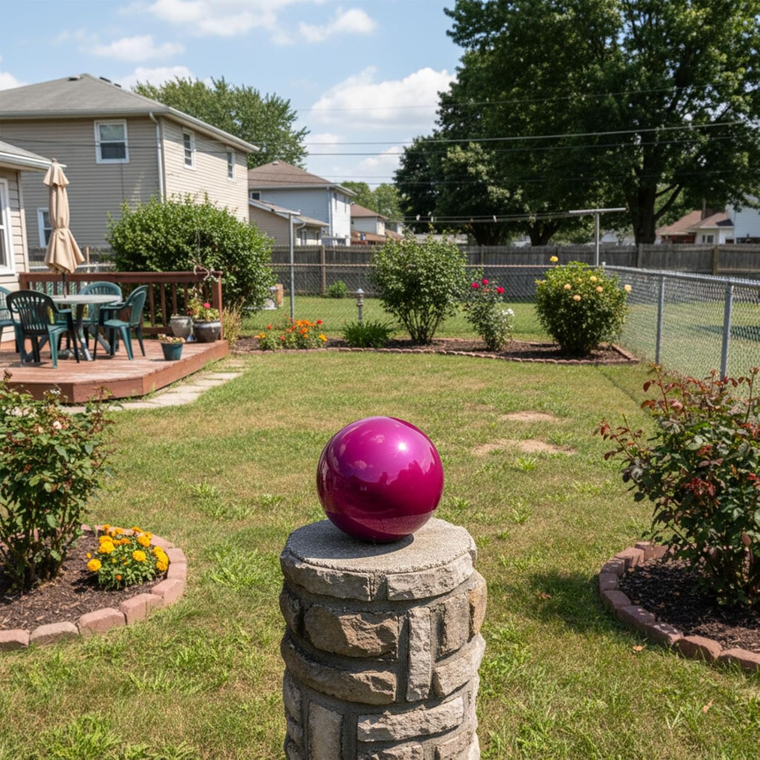 Decorative Garden Gazing Ball, Stainless Steel Globe Mirror Sphere, Reflective Garden Balls Gazing Ball Shiny Home Indoor Ornament (Dia: 10 inch)