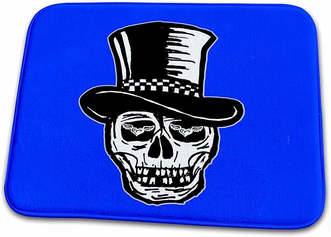 3dRose Bathroom Bath Rug Mat - Day of The Dead. Black and Navy. Cool Image. Sugar Skull