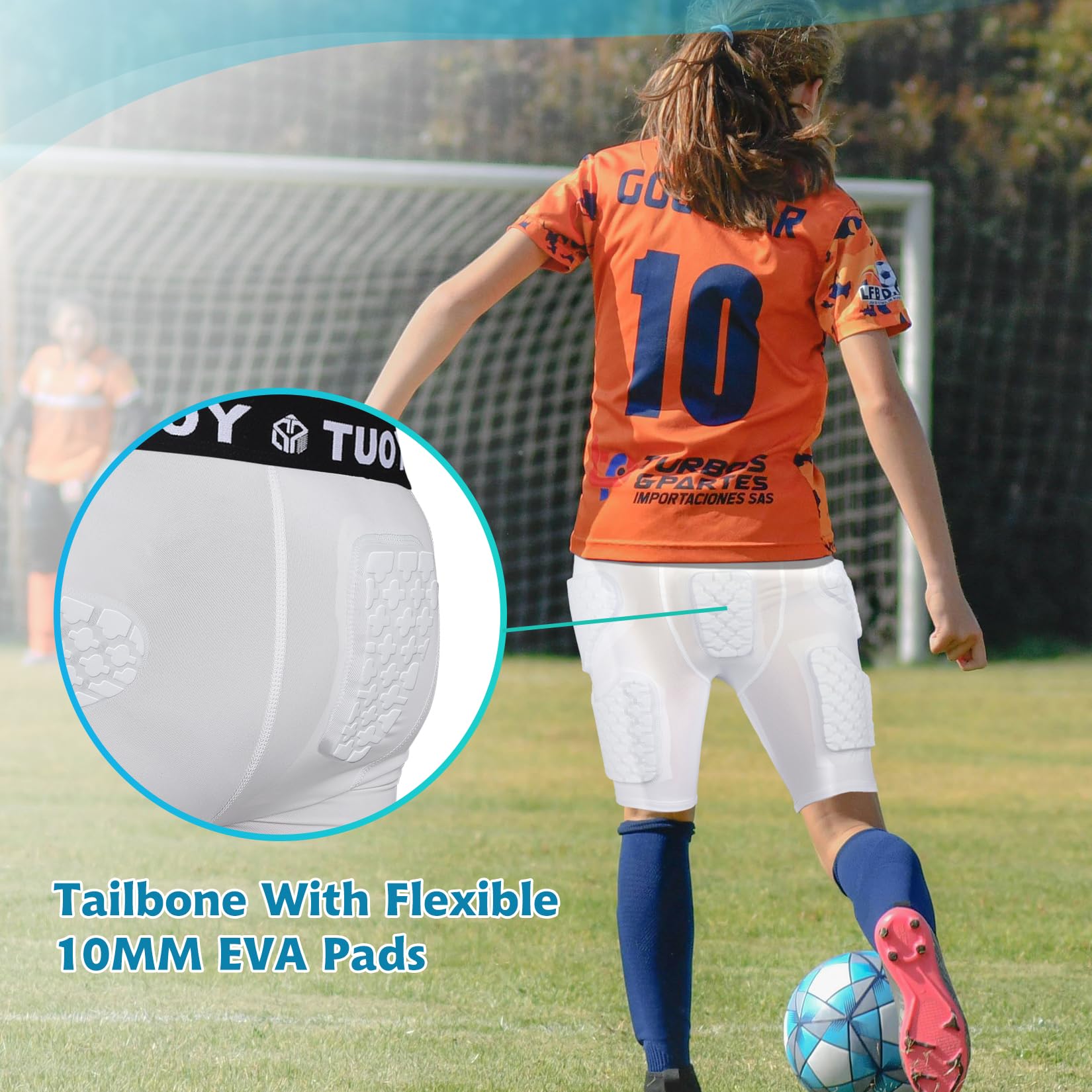 TUOY Pantaloncini a compressione imbottiti per calcio, protezione fianchi, 6 pezzi