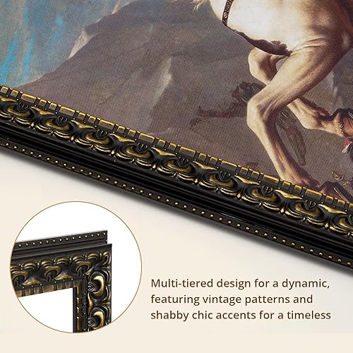 Miniatura 2 de DAJONART Vintage Gold Framed Wall Art for Living Room, Salvator Mundi Oil Painting Canvas Print with Reusable Black Gold Frame, Vintage Religious