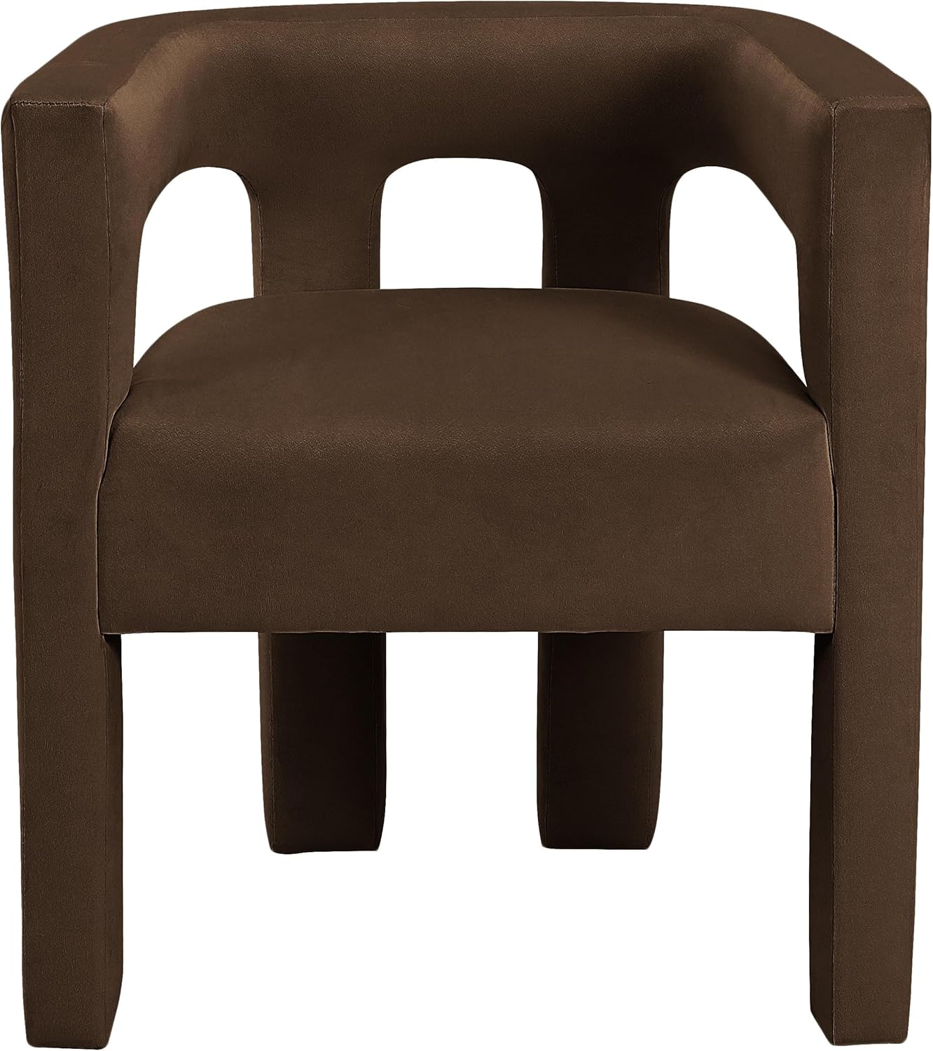Meridian Furniture 889Brown-C Athena Collection Modern | Contemporary Velvet Upholstered Dining Chair with Soft Brown Velvet, 25" W x 21" D x 27" H, Brown
