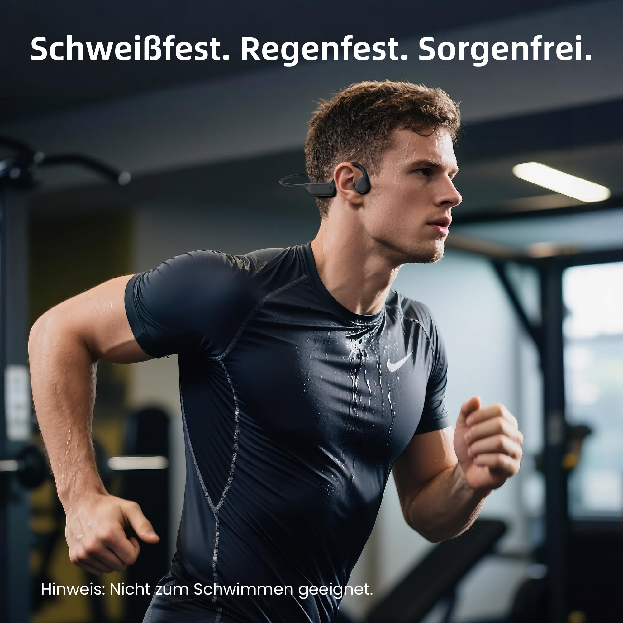 HIFI WALKER Knochenschall Kopfhörer, Open Ear Kopfhörer Bluetooth 6.0, Bone Conduction Headphones 18 Stunden Akkulaufzeit, IPX7 Wasserdicht Sportkopfhörer für Fitness/Radfahren/Fahren/Laufen