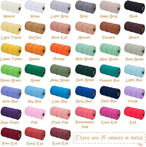 Miniatura 7 de LEREATI Cuerda de macramé de una hebra de 0.118 in x 110 yardas, color verde lago de 0.118 in, cuerda de algodón natural, cuerda de algodón grueso