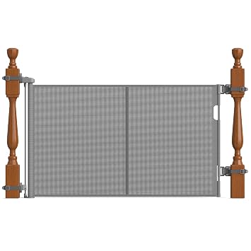 Upgraded Retractable Baby Gates for Stairs & Banister, Mesh Dog Gate Indoor, Extends to 55" Wide 33" Tall, Child Safety Gate for Stairway, Banister & Wall Mount Gray
