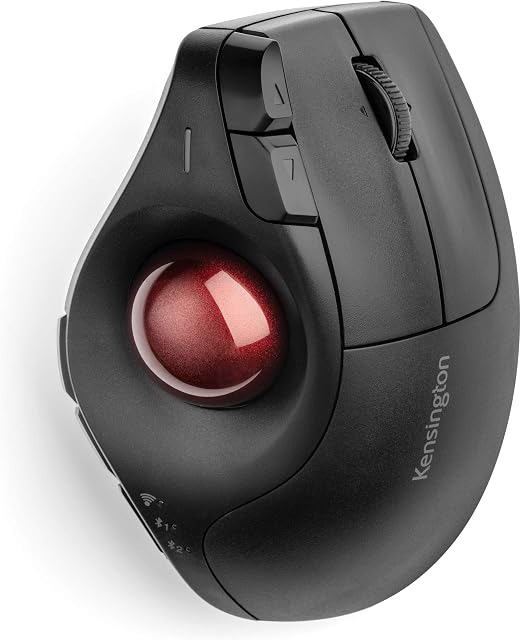 Kensington Pro-Fit Ergo Vertical Wireless Bluetooth Ergonomic Trackball USB For Windows/Mac, PC, Computer, Laptop, Gamer/Gaming Mouse -Relieves Hand Strain -Black K75326WW