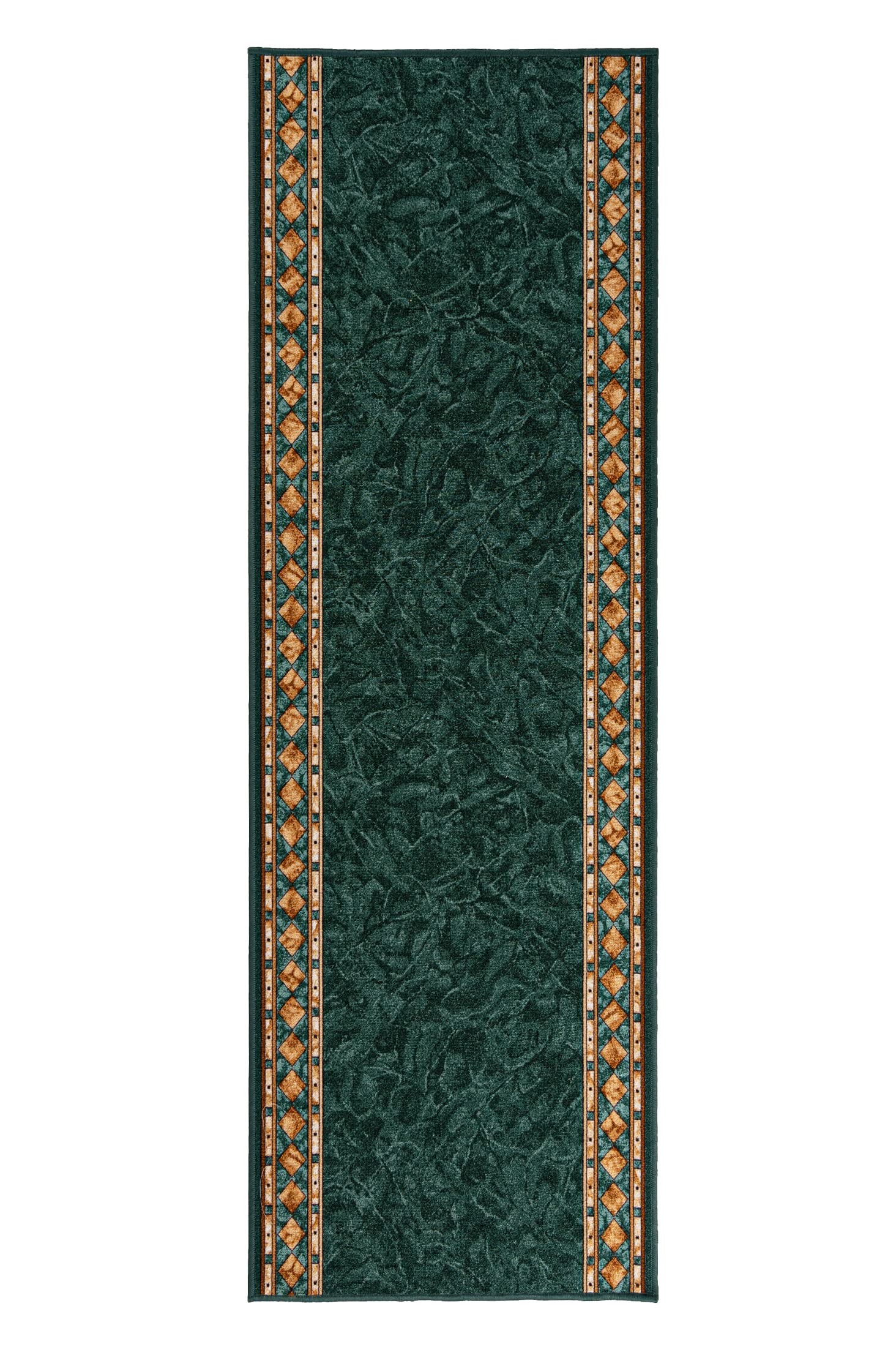 Mazovia Läufer Flur 80x525cm Grün Klassisch 90er-Retro Weich rutschfest | Teppichläufer für Küche Waschküche Schlafzimmer Wetterfest Pflegeleicht Gummiunterseite Kurzflor Lang Verkauf pro Meter
