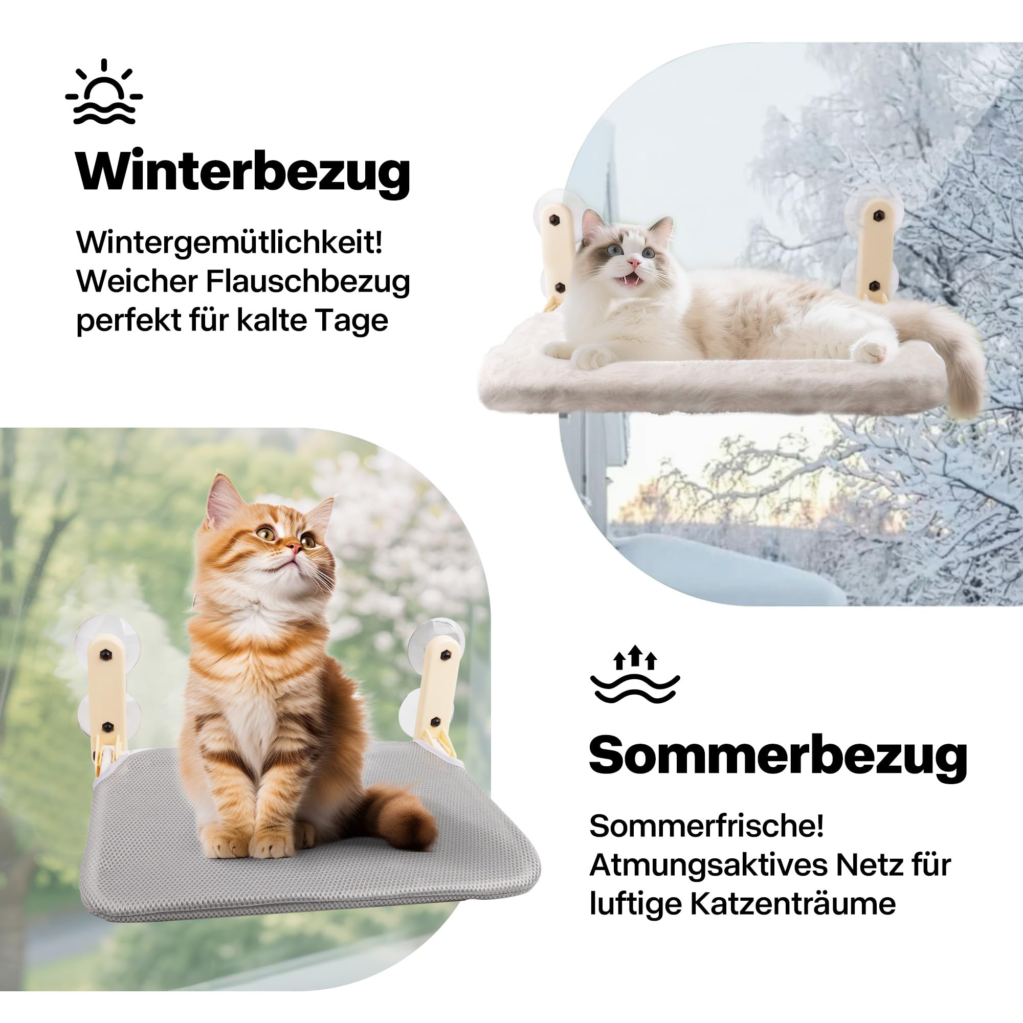 Pet Prime Katzen Fensterliege, Katzen Hängematte, Katzenhängematte, weich mit abnehmbarem Wendebezug, 20 kg Tragkraft, Edelstahl-Gestell, klappbar für Innenfensterbank ohne Seilbefestigung, 45x32 cm