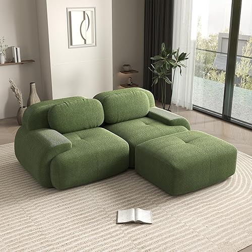 Miniatura 57 de Sofás modulares deshuesados de 116 pulgadas para sala de estar, sofá modular de pana, sofá modular gris, 3 plazas con 1 otomana, sofás para sala de