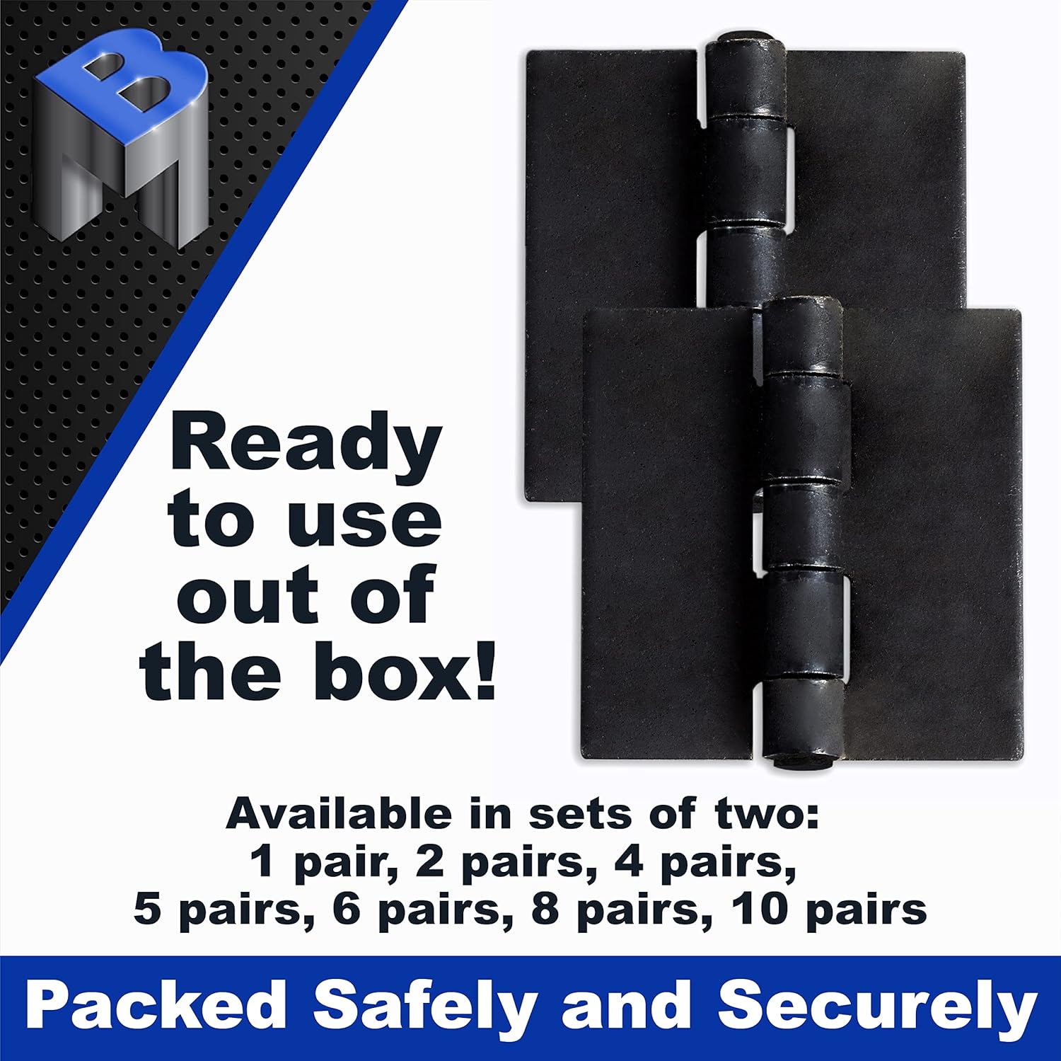 4" Heavy Duty Weldable Hinges | Steel Butt Hinge Design for Heavy Gates & Doors | Long Lasting - Corrosion & Rust Resistant - 4 Pairs