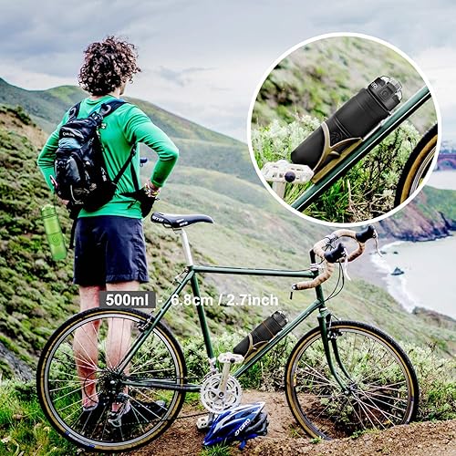 Miniatura 91 de Botella de agua deportiva Zorri, 13.5, 17, 23.6 onzas, sin BPA, a prueba de fugas, ligera, para exteriores, campamento, ciclismo, fitness, gimnasio