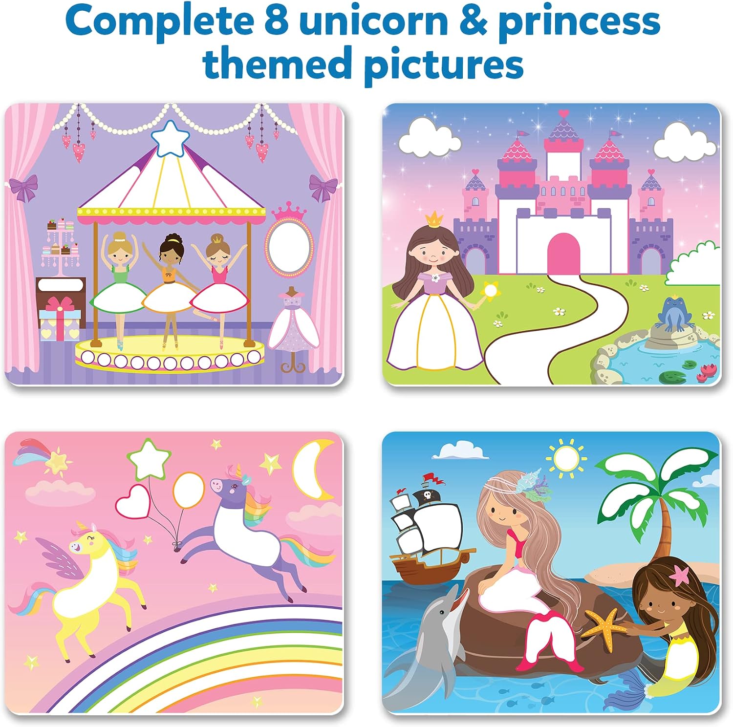 Skillmatics Art Activity Dot It - Unicorns & Princesses, No Mess Sticker Art for Kids, Craft Kits, DIY Activity, Gifts for Ages 3 to 7