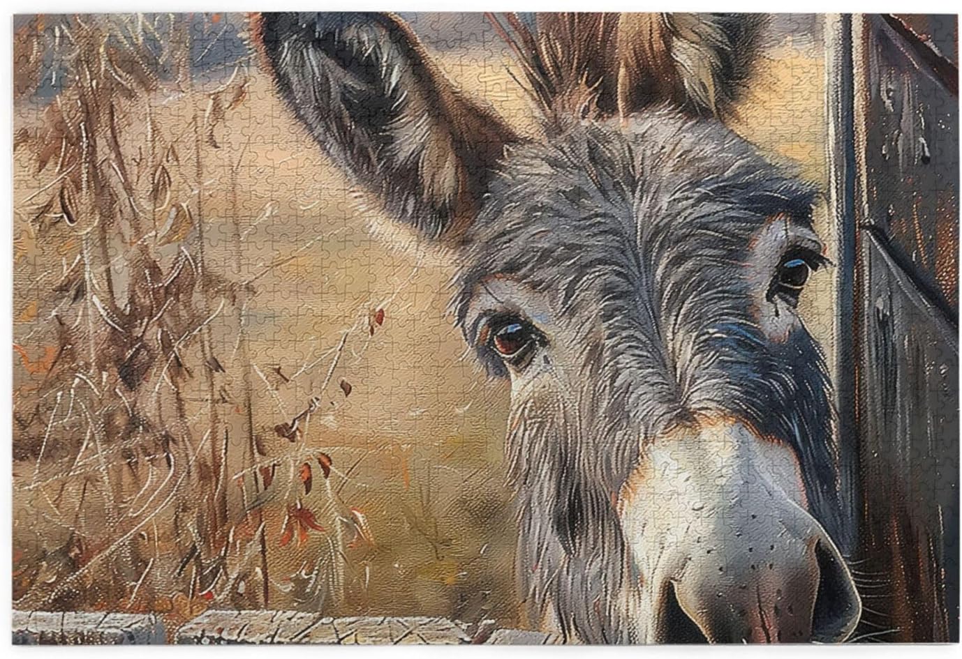 1000 Piece Wooden Jigsaw Puzzle for Adults - Donkey Cute Rustic Farmhouse Animal Funny Puzzle, Impossible Challenging Difficult Puzzles,