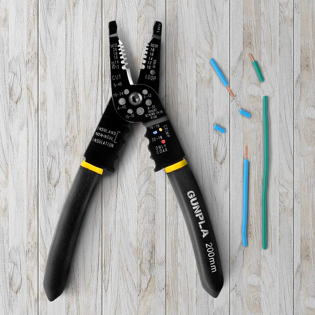 Gunpla Wire Stripper Multi-Function Tool for Cutting Cables Screws Comfortable Gripping Serrate Nose Crimper Cutter Plier Stripping Wires and Crimping Terminals and Connections 8 inch / 200mm