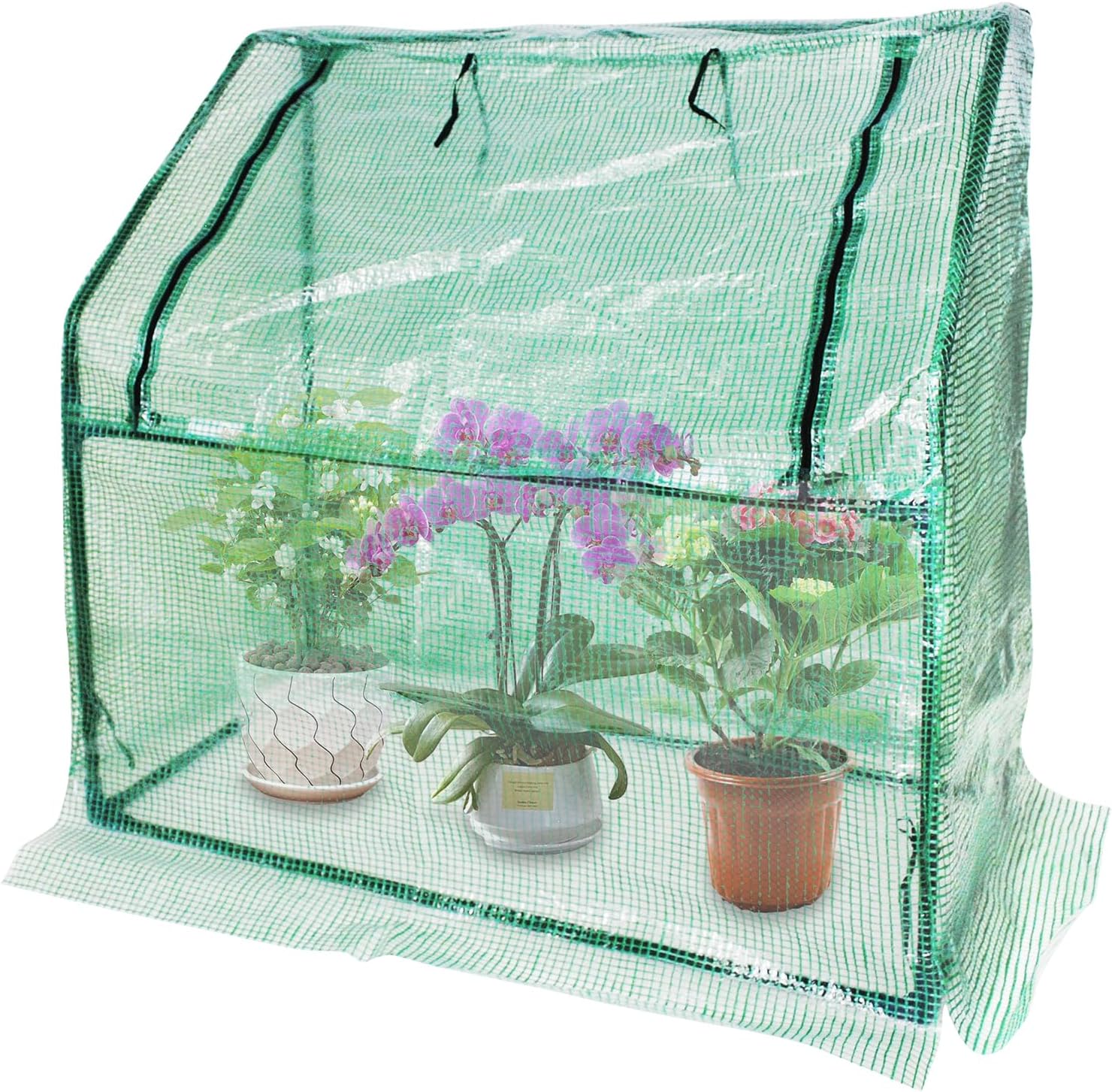 KANAGAWA Mini Greenhouse for Indoor Outdoor, Small Plastic Plant Green House Stand Portable Greenhouses with Durable PE Cover for Seedling, Ideal Gardening Gifts for Women Men 3x3x3.1 FT