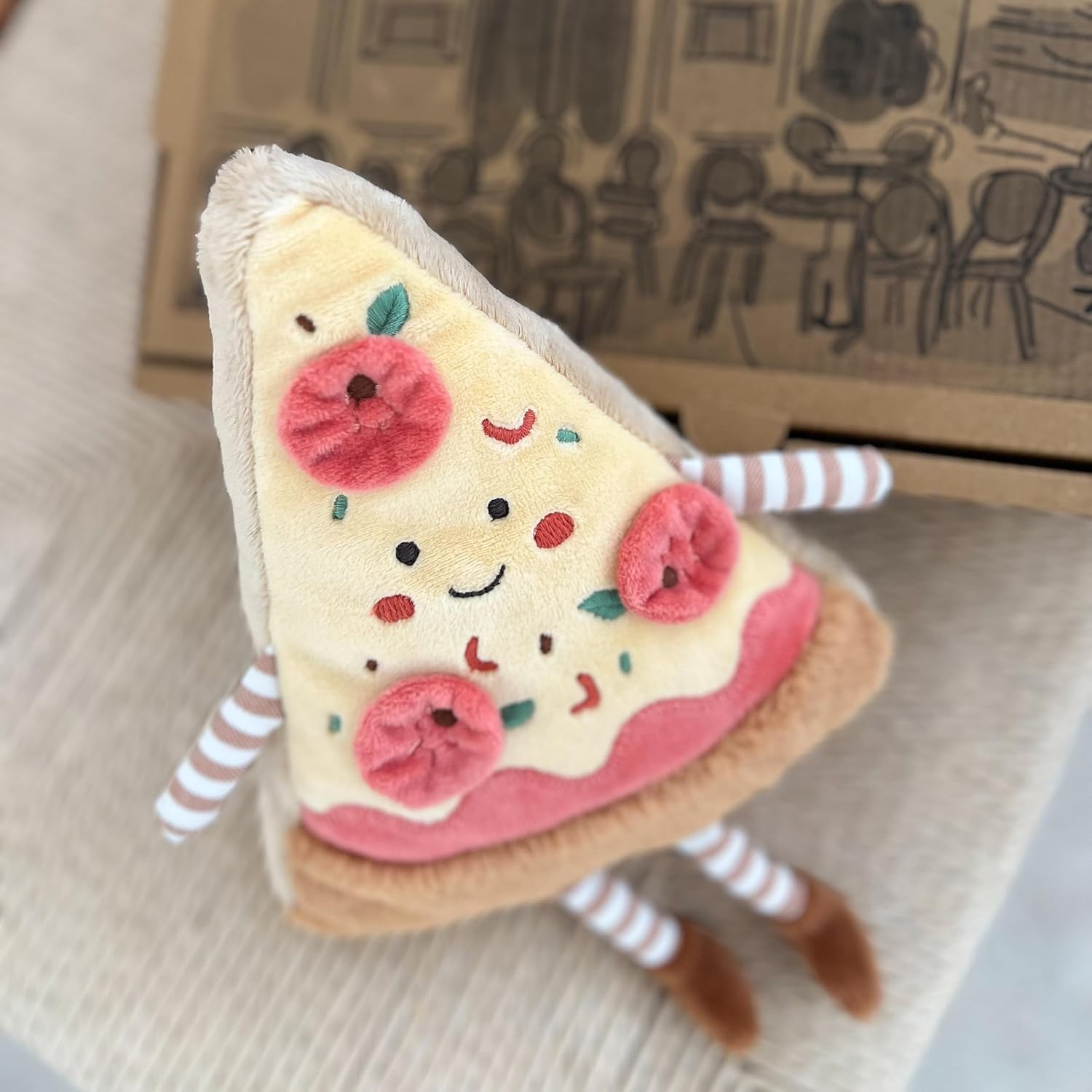 MON AMI Cosimo Pizza Stuffed Toy | 9-Inch Soft & Squishy Pizza Slice Plushie | Fun Gift for Kids of All Ages | Playroom & Nursery Décor