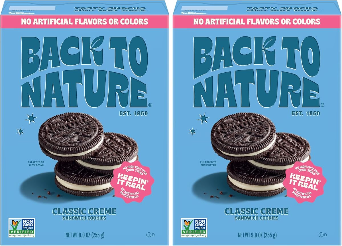 Back To Nature Classic Creme Sandwich Cookies - Plant-Based Cookies Made With Wheat Flour - Non-Gmo, No High Fructose Corn Syrup, 9 Ounce (Pack Of 2)