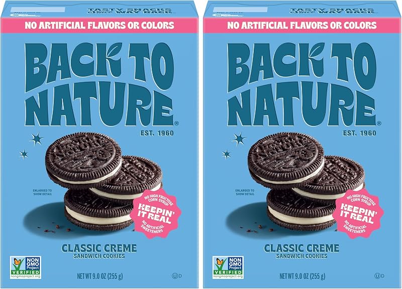 Back To Nature Classic Creme Sandwich Cookies - Plant-Based Cookies Made With Wheat Flour - Non-Gmo, No High Fructose Corn Syrup, 9 Ounce (Pack Of 2)
