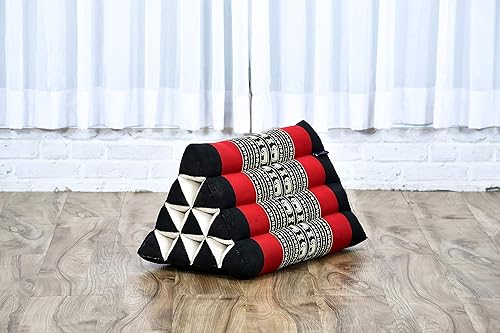 Miniatura 8 de Leewadee Cojín triangular  Cómodo respaldo para TV o lectura, almohada inclinada para relajarse hecha de Kapok, 20 x 13 x 13 pulgadas, negro y rojo