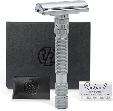 Rockwell Razors T2 Razor, Shaver, Face, Double Edge, Single Blade White Chrome