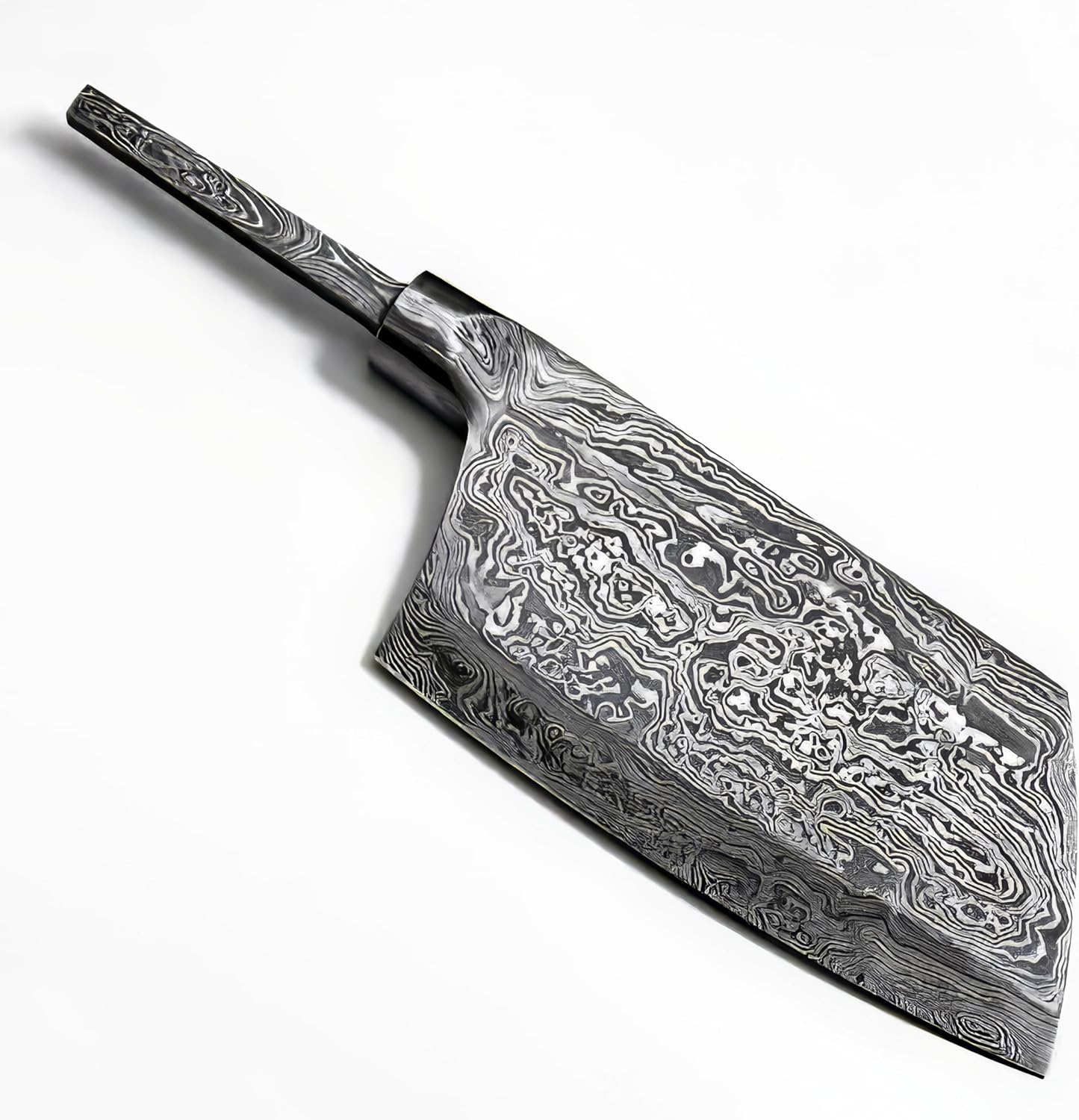 Custom Hand Forged Damascus Steel Blank Blade Cleaver Knife, Forged Bolster Cleaver, Butcher Meat Knives, DIY Damascus Blade Billet, Handmade, Knife Making Supplies
