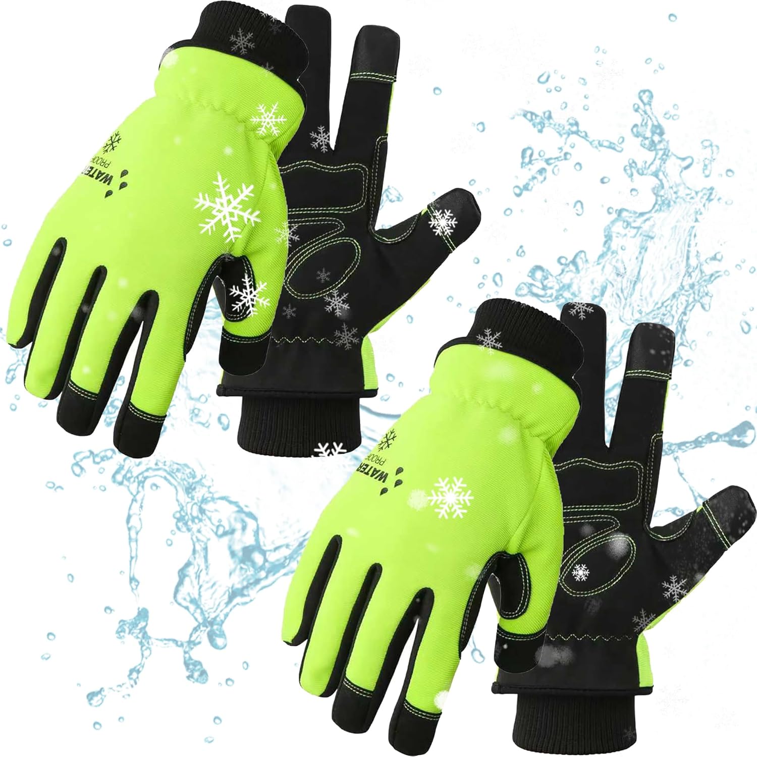 DULFINE 100% Waterproof Winter Work Gloves For Men and Women, High Dexterity Touch Screen For Multipurpose,Excellent Grip