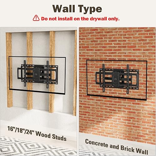 Miniatura 8 de Soporte de montaje para la pared se adapta a 16, 18, 24 pulgadas de madera espaciado con movimiento completo del brazo articulado para la mayoría de