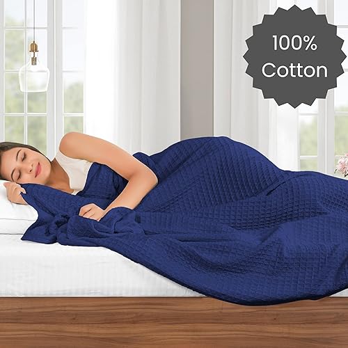 Miniatura 2 de Cotton Clinic Manta de cama de gofre, manta para todas las estaciones, suave, transpirable, ligera, perfecta para colocar en capas de cualquier