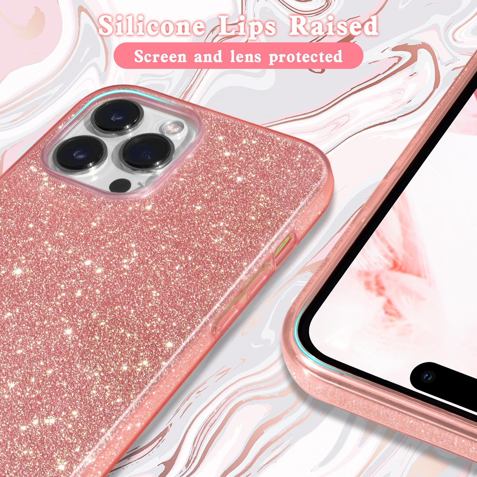 MATEPROX Glitzer Handyhülle Für IPhone 15 – Schlank, Stoßfest & Mit 1 Mm Erhöhten Rändern