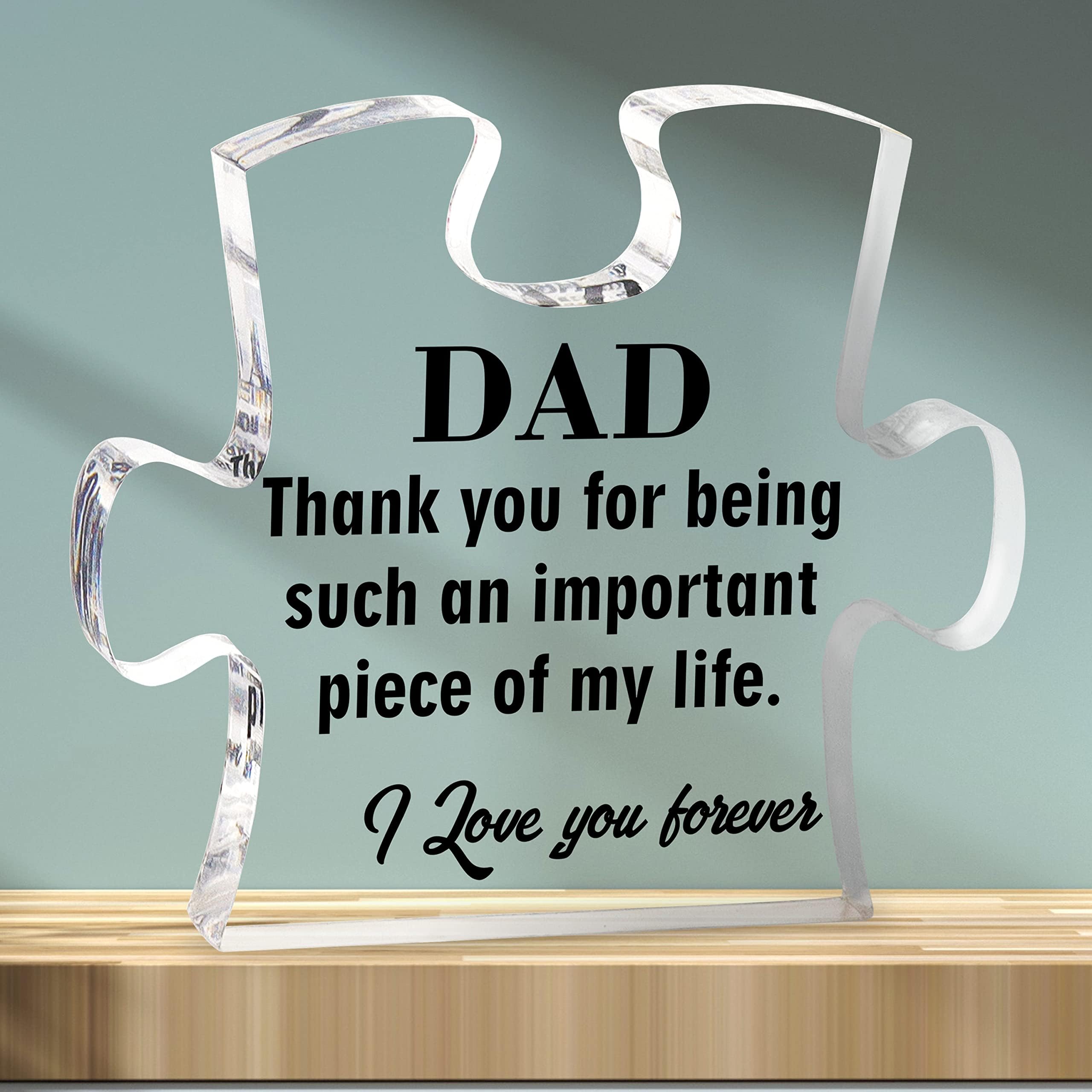 Gifts for Dad Who Has Everything Puzzle Shaped Acrylic Plaque Dad Gifts from Daughter Daddy Presents from Son Fathers Day Birthday Christmas Ideas