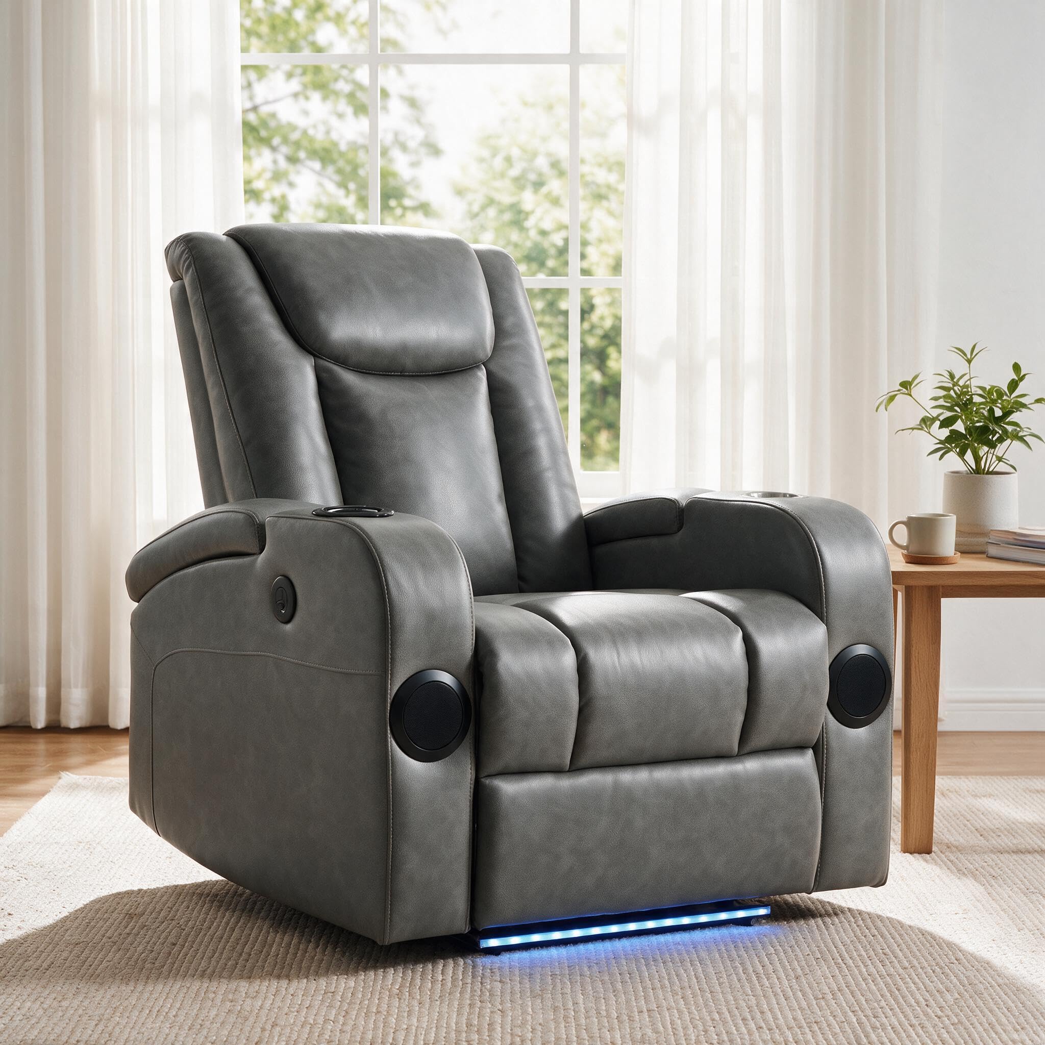 Power Recliner Chair, Reclining Sofa with Bluetooth Speakers, Gray