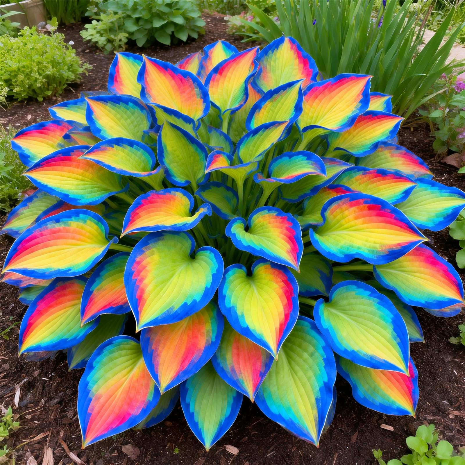 Perennial&Rainbow Colorful Hosta Bulbs for Planting Now UK/Brilliant Hosta Rhizome/Grow Well/Excellent Display/Potted/Low Maintenance-4bulbs-A