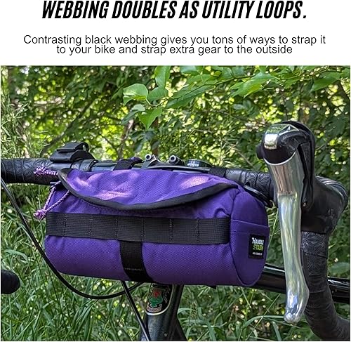 Miniatura 6 de Bolsa de manillar (carbón y burrito azul)  Capacidad de 2 litros  Bolsa de bicicleta espaciosa con 2 correas de hebilla extra largas y 1 correa de