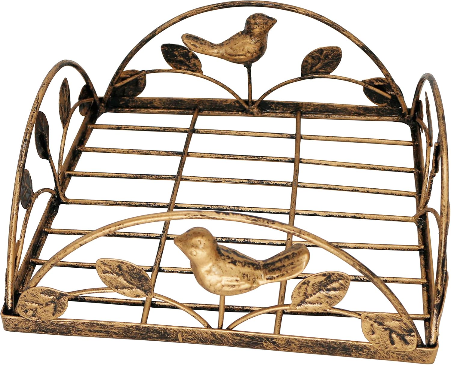Promo Discount Up To 70% Off Bronze Cast Iron Bird & Tree Tabletop Napkin Holder Caddy, Flat Decorative Napkin Dispenser