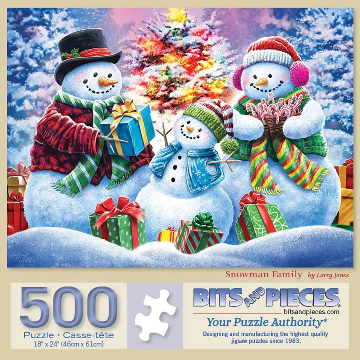 500 Piece Puzzles for Adults - Large 18" x 24" Jigsaw Puzzles 500 Pieces Snow Man Christmas Tree, No 2 Pieces Alike, Snowman Family
