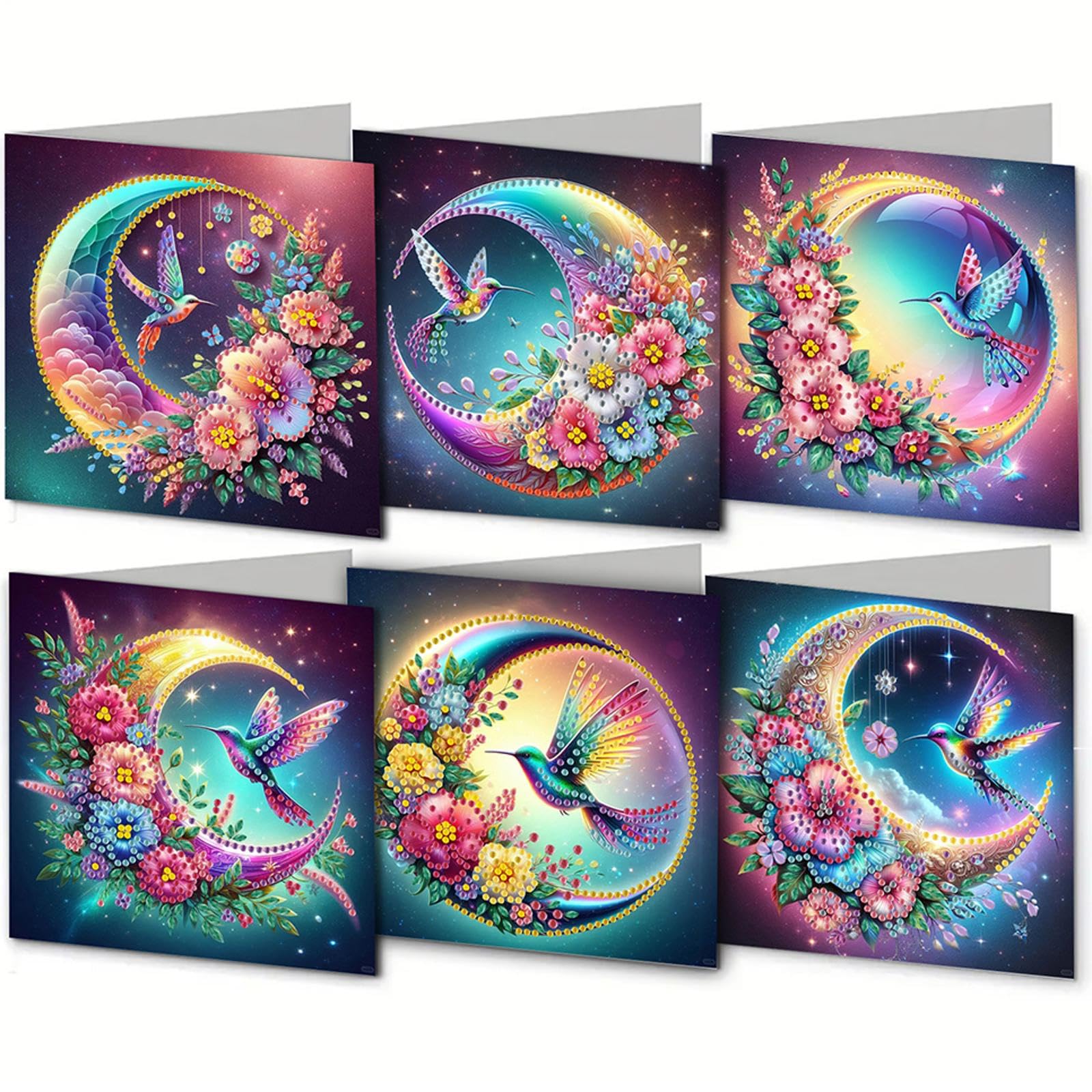 6Pcs Butterfly DIY Card Rhinestone Painting Card Kit Greeting Card for