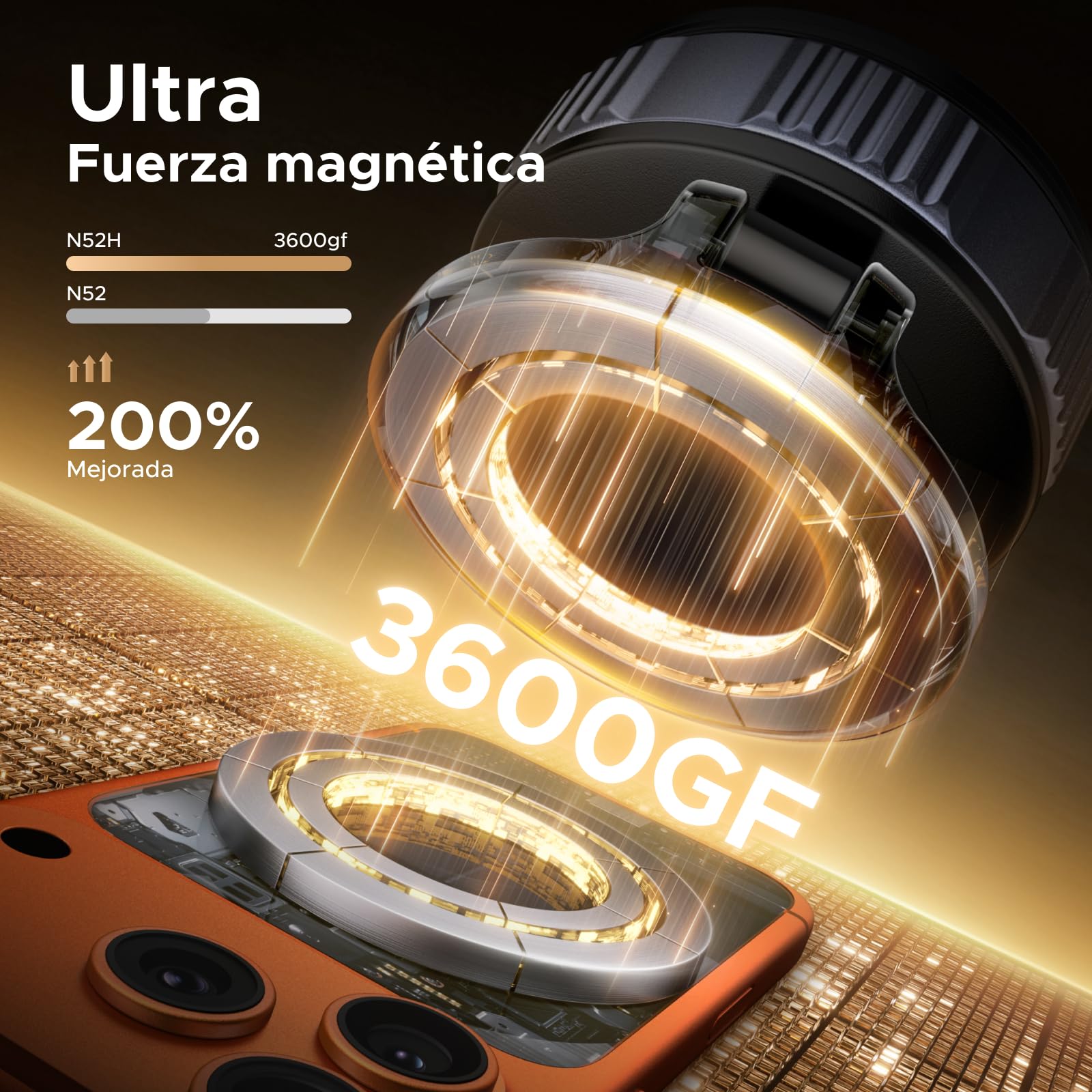 UGREEN Soporte Movil Coche Magnético Magsafe con Succión al Vacío | Imán N52H 3600gf, Soporta más 20KGF, Plegable 360°, Compatible con iPhone 17-12 Pro Max,Múltiples Escenas
