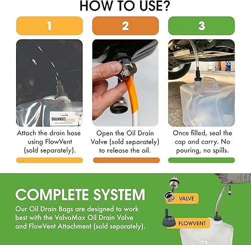 Miniatura 3 de Válvulas de drenado de aceite ValvoMax  Sistema de recolección de aceite usado limpio y sin desorden  Compatible con válvula de drenado de aceite