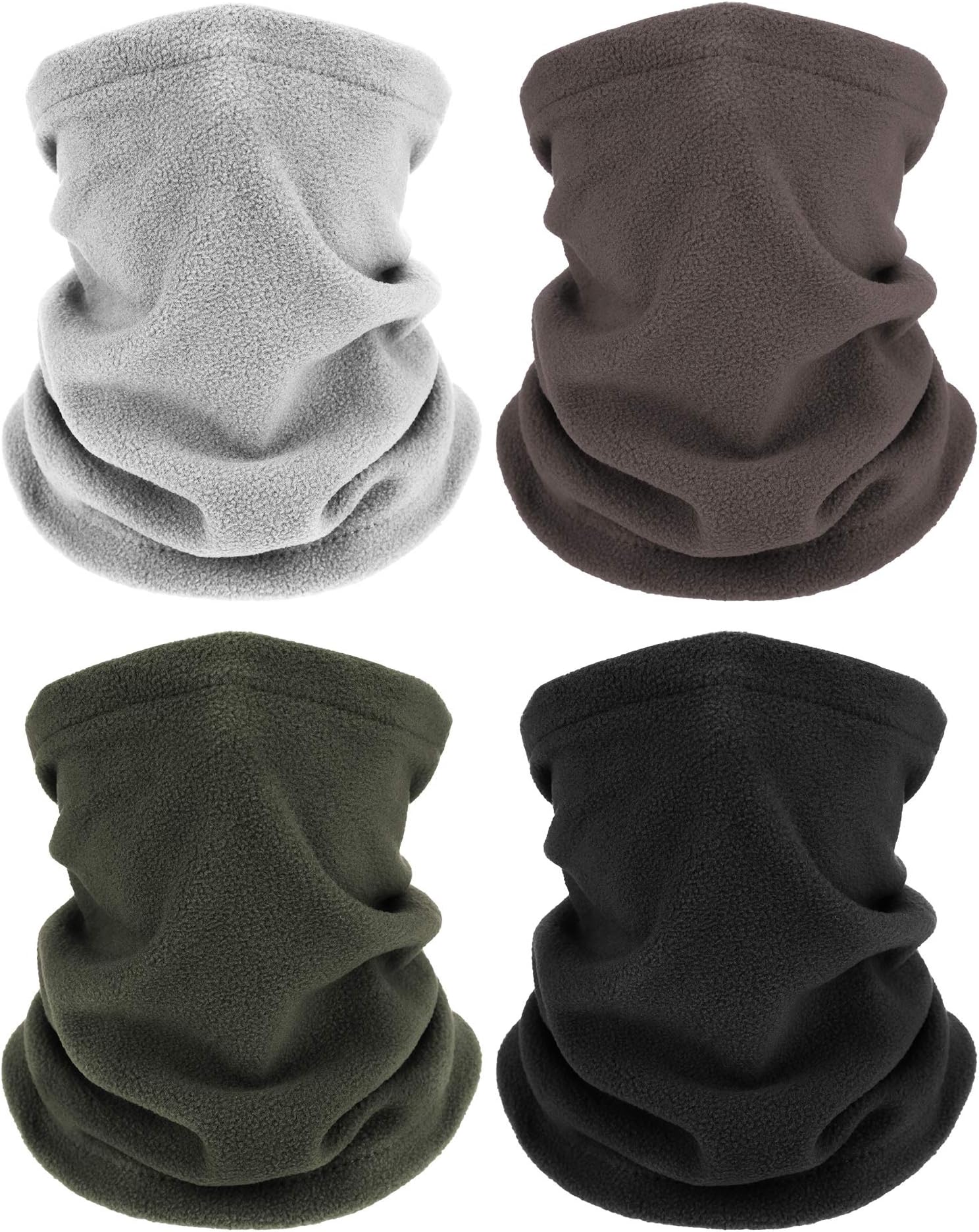 Geyoga4 Pieces Kids Winter Neck Warmers Fleece Gaiter Windproof Cuellos Cover