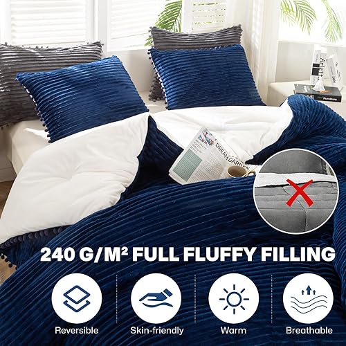Miniatura 2 de GOHOME Juego de edredón de 3 piezas tamaño Queen  Los juegos de ropa de cama de forro polar sherpa ultra suave incluyen fundas de almohada,