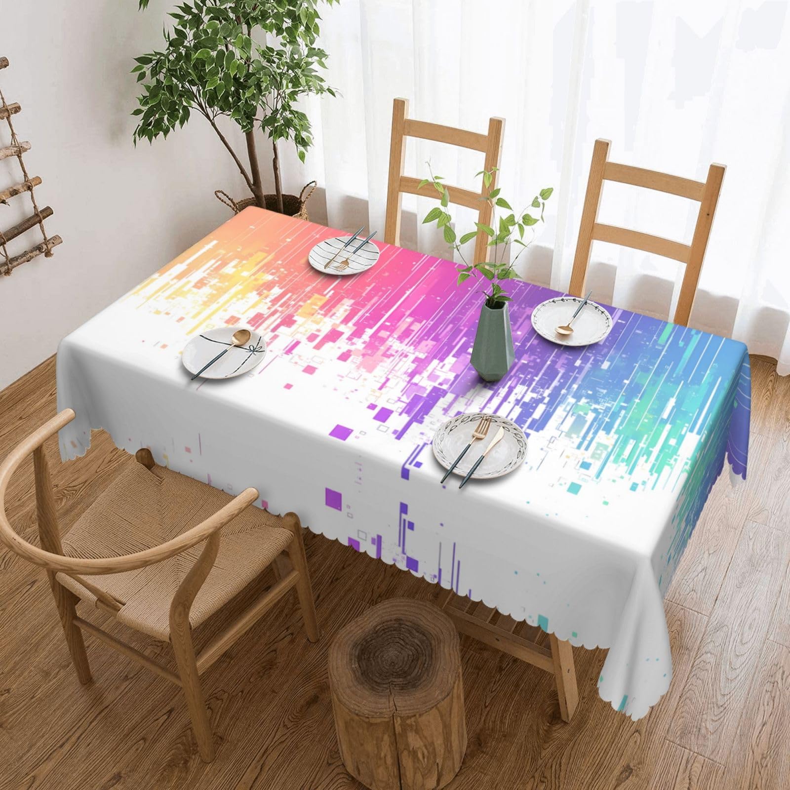 MROWYC Rainbow Waterfall Printed tablecloths are suitable for hotels, picnics, and parties, and can effectively protect the tabletop