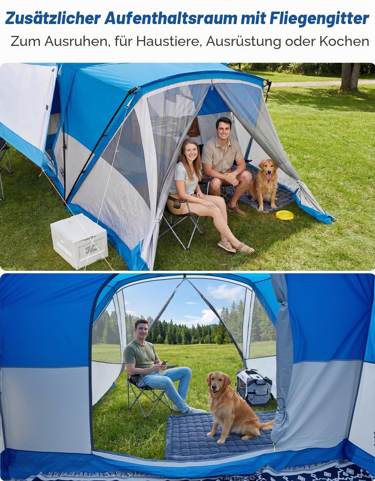 JOYTUTUS SUV-Zelt mit Screen Porch und Markise für Familiencamping, Dual-Use-SUV oder Camping mit Rainfly, Doppeltür, Starry Sky Roof, Fit für SUV