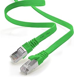 1aTTack.de 5m - vert - 1 pièce Câble ruban LAN Ethernet Gigabit CAT.7 (RJ45) câble réseau câble brut (10Gbit/s) câble d'installation plat mince compatible avec Cat.5 - Cat.5e - Cat.6
