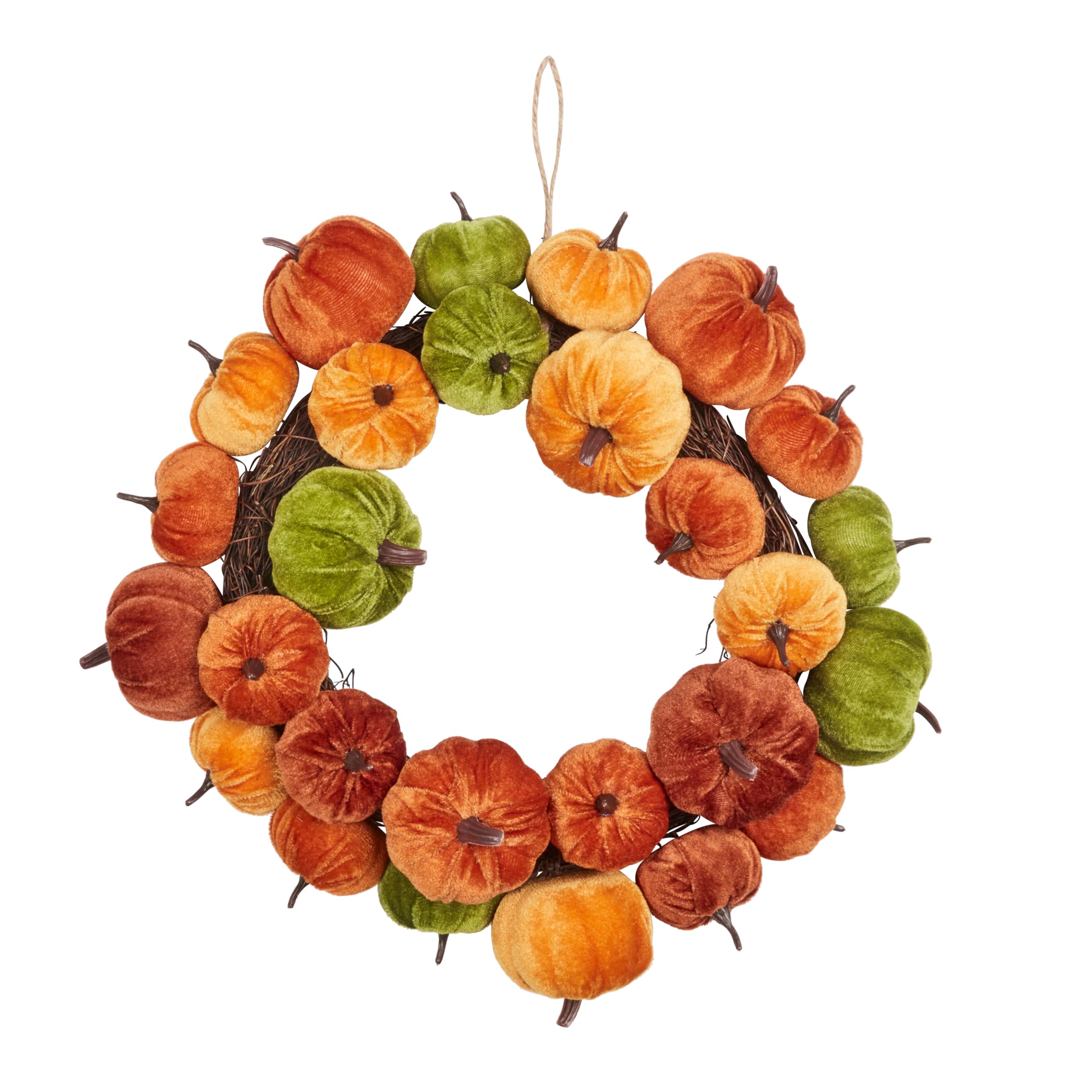 Smart Garden Autumn Wreath with Mini Plush Pumpkins Halloween Decoration 40cm Orange/Green Autumn Wreath Decoration Pumpkin Décor Hanging Decoration Autumnal Decoration Perfect for Front Door Windows