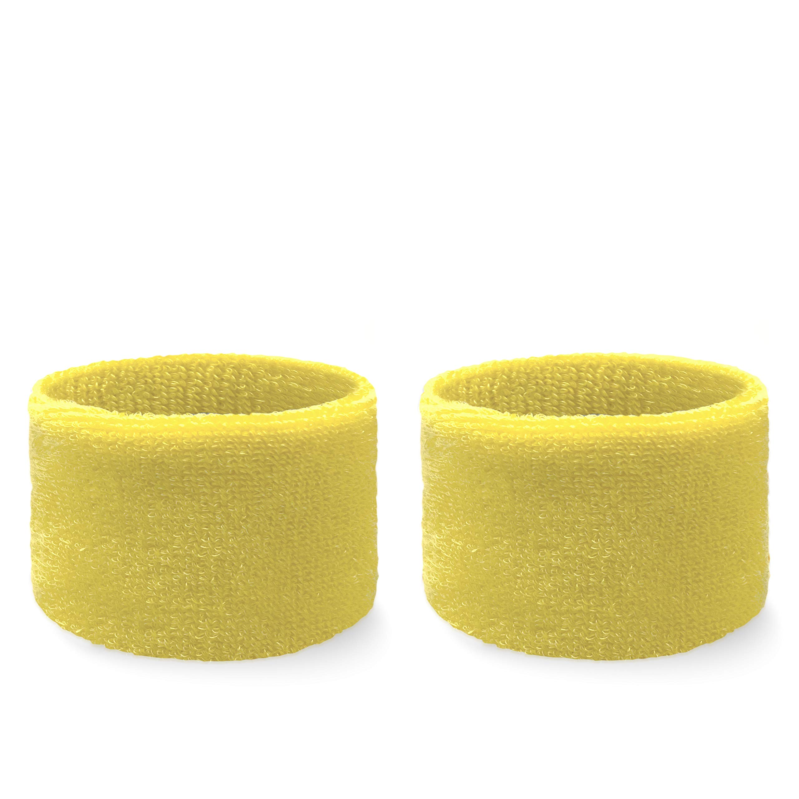 COUVER Youth Wrist Sweatband - Lemonade Yellow Solid Cotton Terry Colth Sport Wristband(1 Pair)