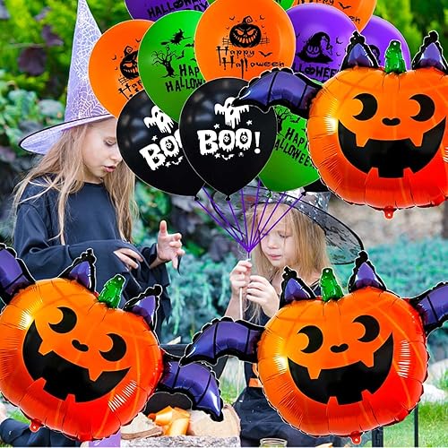 Miniatura 77 de Globos de aluminio de Halloween, globos de cumpleaños de Halloween, número 1, araña, momia, calabaza, murciélago, fantasma, globos para decoración