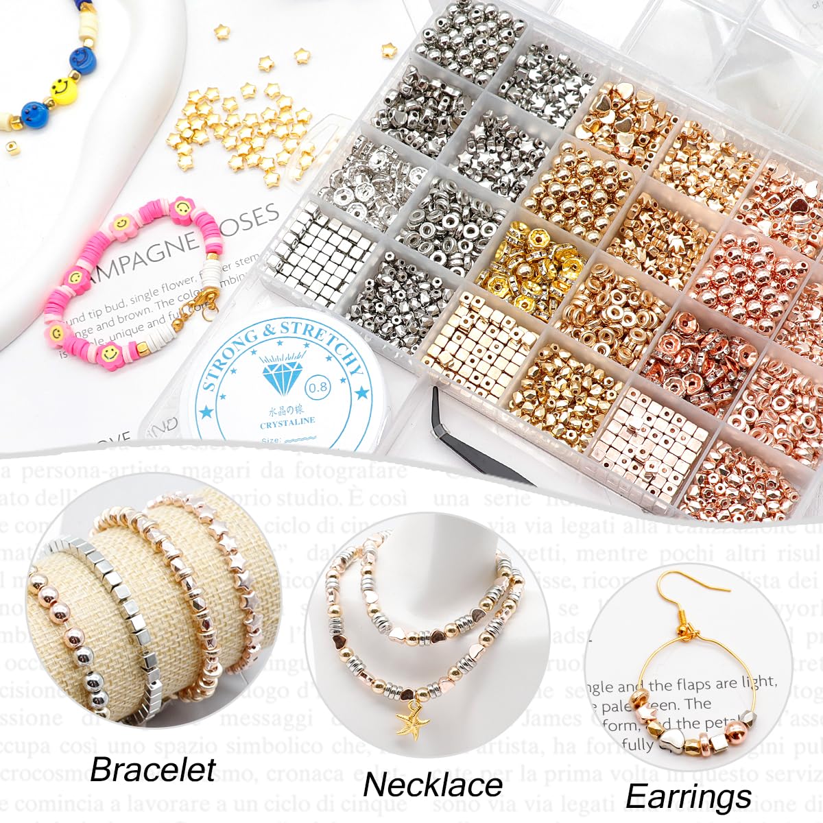 20 Stück Edelstahl-Perlen Mit Gummiring – 8 Mm Abstandshalter Für Armbänder & Halsketten, Silberfarben