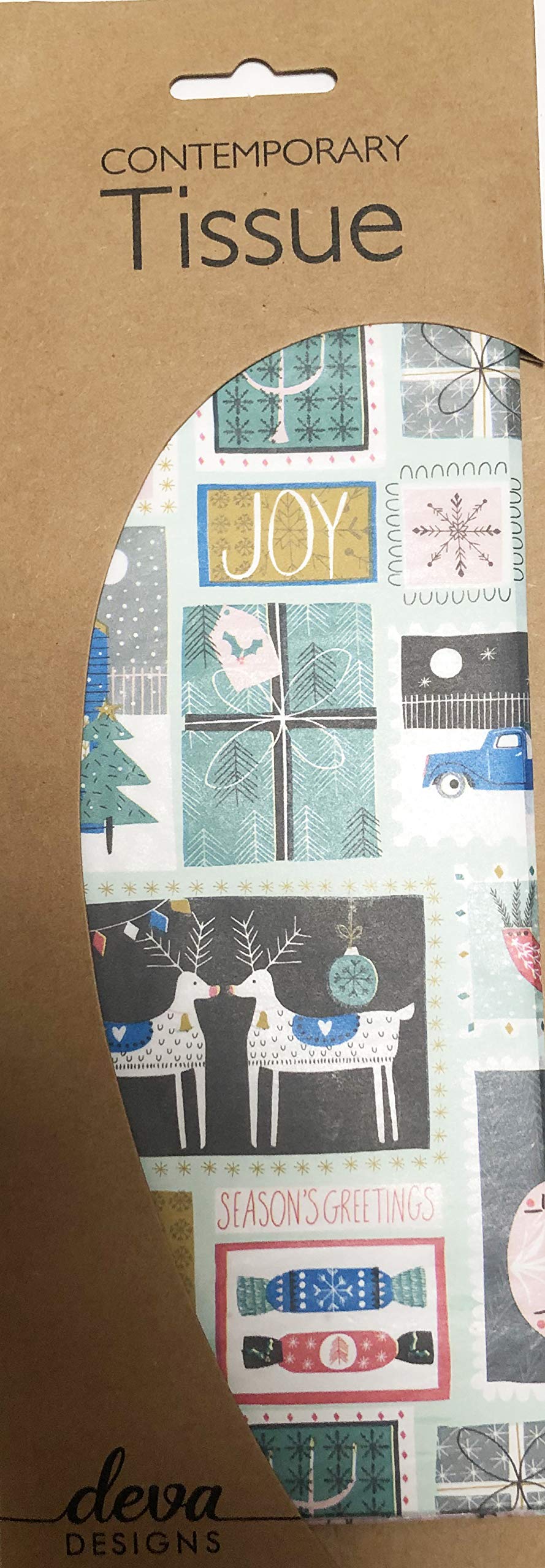 Christmas Stamps Tissue Printed Patterned Tissue Paper Wrap Wrapping Paper Deva Designs 4 Sheets 50 x 70 cm