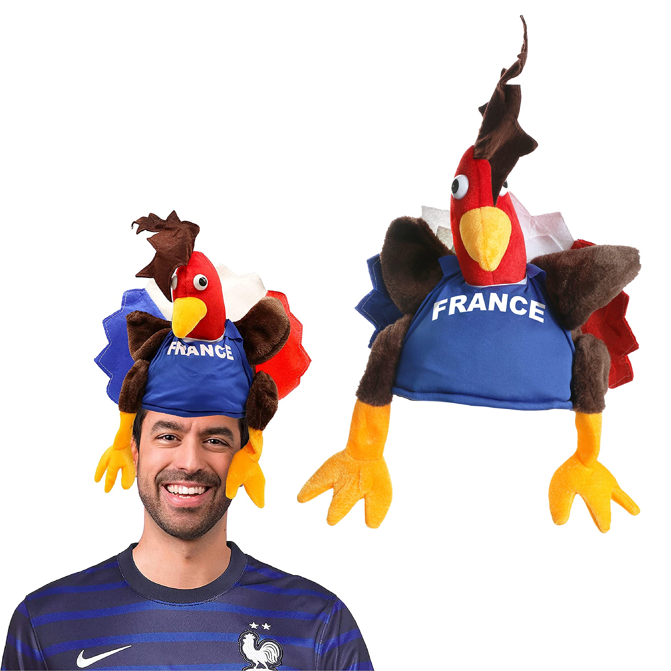 French Cockerel Hat - Pack Of 1 - France Fancy Dress - Football, Rugby - Perfect for Sporting Events, Bastille Day Street Parties, Festivals and Celebrations